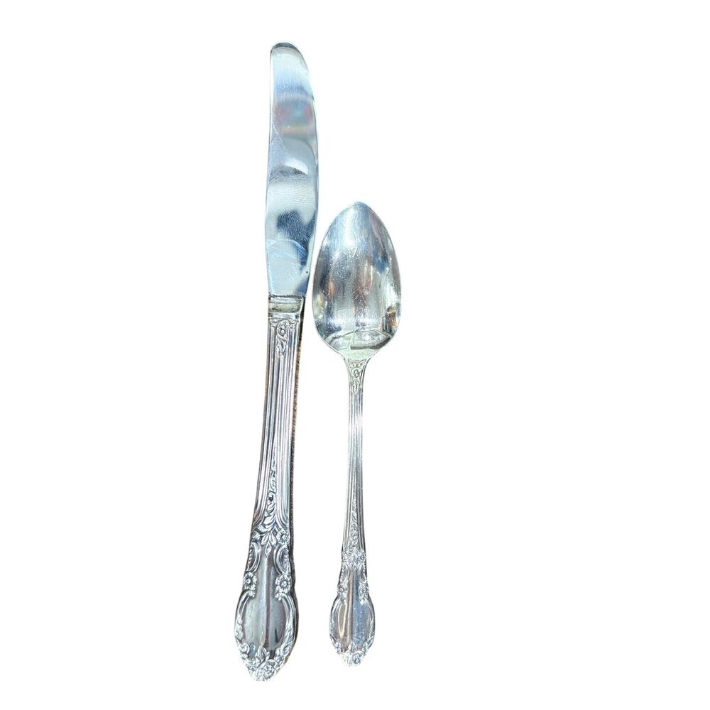 Oneida Hollow Handle Youth‎ Knife & Five O Clock Teaspoon Enchantment-Londontown